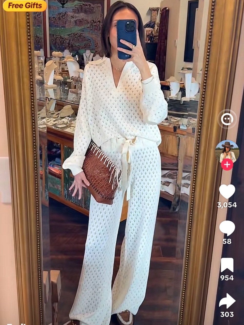 SER.O.YA Cream Knit Sweater and Knit Wide-Leg Pants with Tie Waist NWT